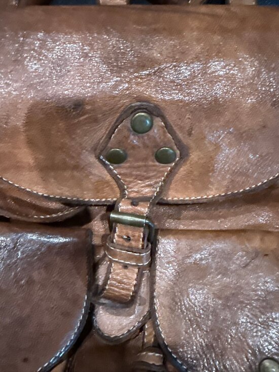 Langellotti Distressed Italian Brown Leather Small Backpack - EUC!